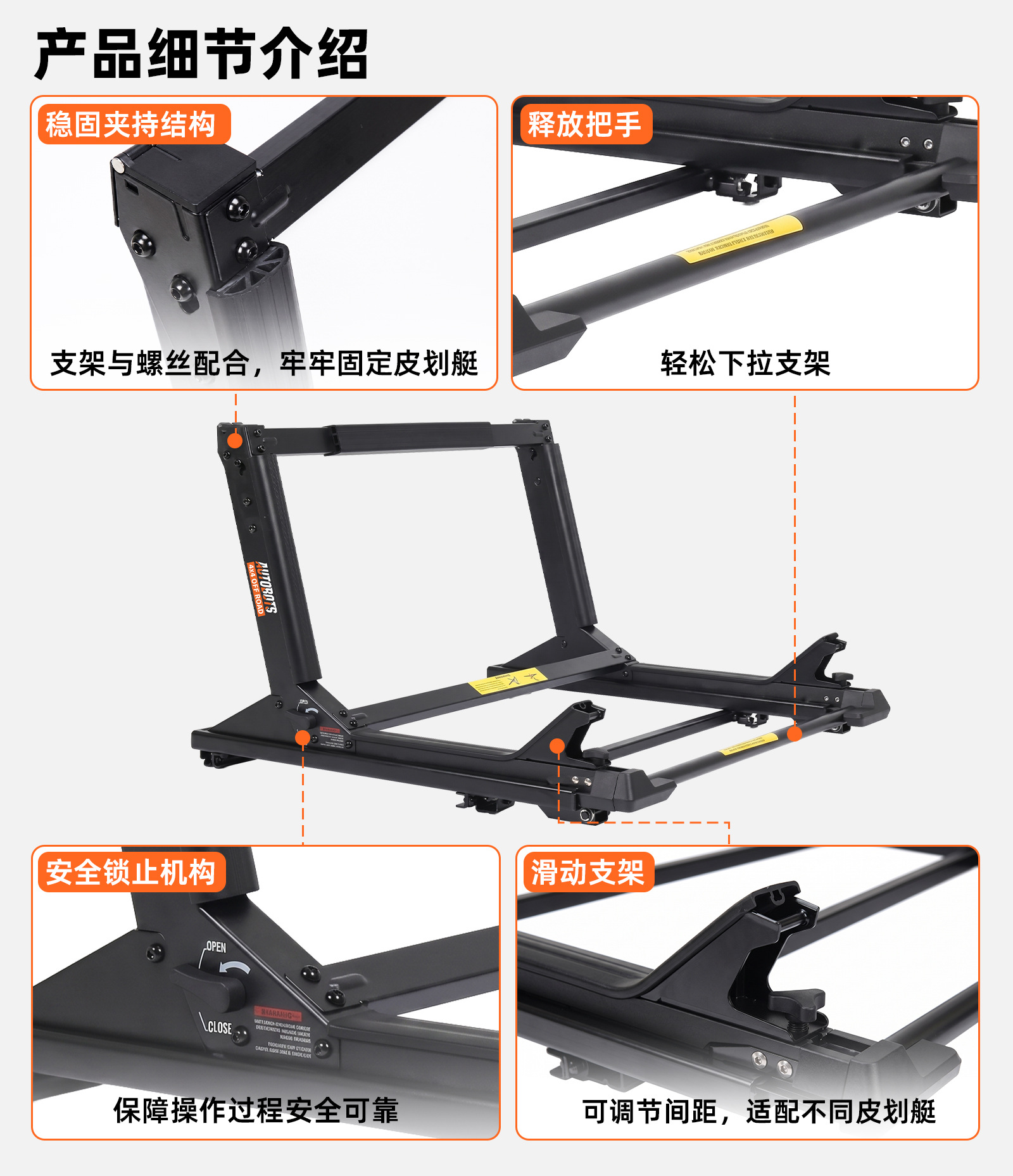 Roof rack lift loading rack for SUVs, pickups, and RVs, hydraulic assist lift with 100-pound load capacity, cross-border bestseller