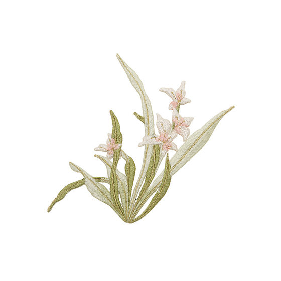 Orchid Embroidered Cloth Stickers, Chinese Style Ancient Style DIY Cloth Stickers, Han Dynasty Bags, Clothing Stain Repair 15296