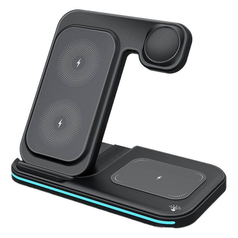 Беспроводное зарядное устройство «Три в одном», многофункциональная вертикальная подставка, складывающаяся для часов гарнитуры мобильного телефона Apple, быстрая зарядка