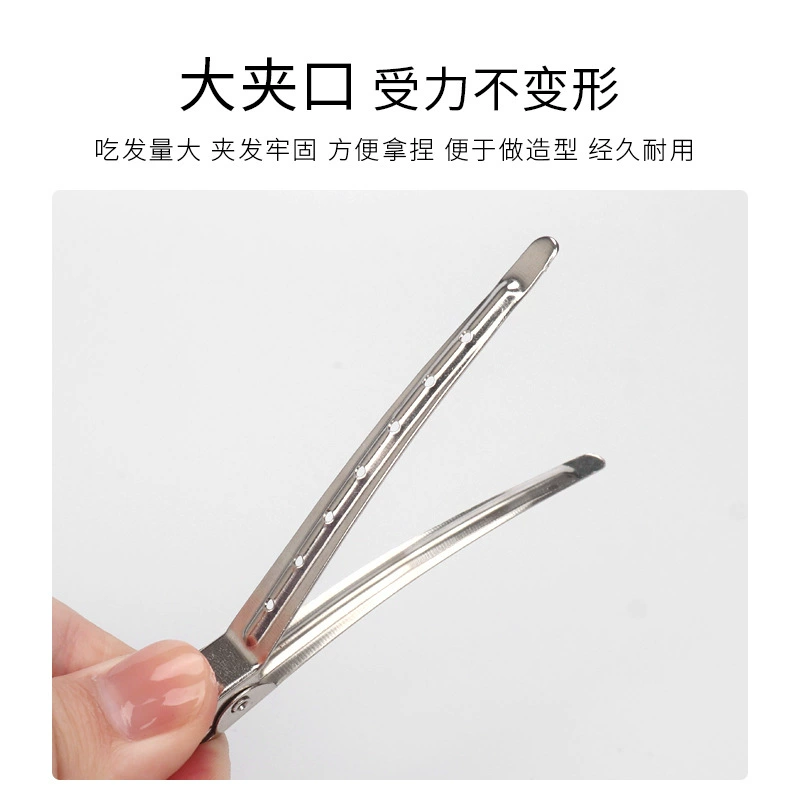 Крупная стальная заколка для волос, застежка-аллигатор, серебристого цвета, студийный набор