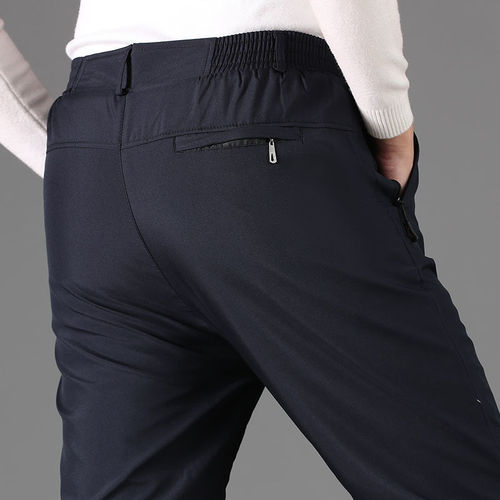 Winter Thicker Fleece Outerwear Cotton Pants for Middle-aged and Elderly Men, High-waisted Plus Size Warm Trousers, Dad Lamb Wool Cold-resistant Pants for Men