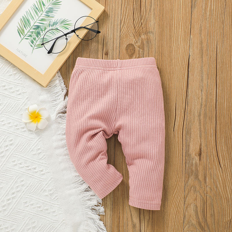 Baby Fashion Hang Striped Leggings Multi-piece Set Casual Baby Pure Color Pants Three-piece Set display picture 5