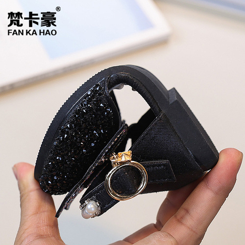 Children's Baotou princess sandals New girls 'fashionable bow princess shoes Student performance dance shoes