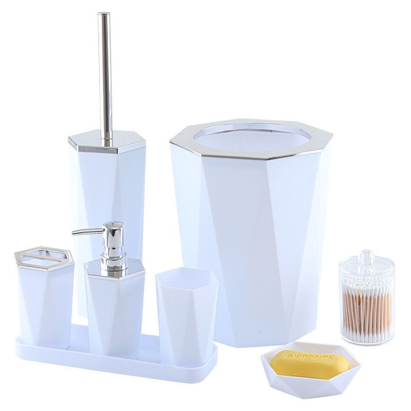 Hoteles transfronterizos residenciales lavabos bambú y madera artículos de baño set siete piezas inodoro cepillo de dientes soporte de cepillo de dientes contenedor de basura yufei