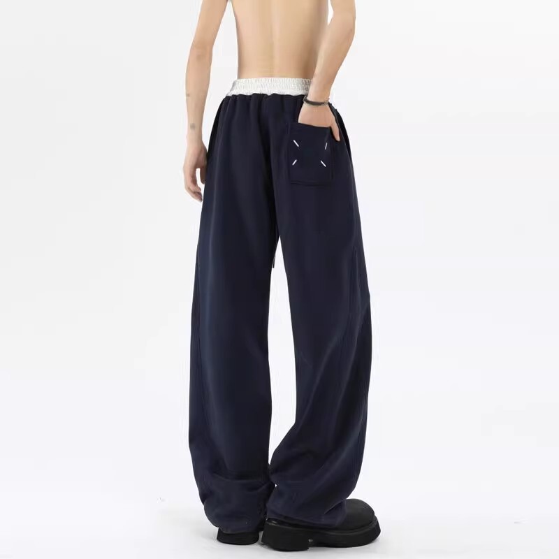 Navy Blue Margiela Curved Hem Sweatpants for Men, Winter Thickened Cleanfit American-Style Heavy-Duty Casual Sports Pants Navy Blue Margiela Curved Hem Sweatpants for Men, Winter Thickened Cleanfit American-Style Heavy-Duty Casual Sports Pants