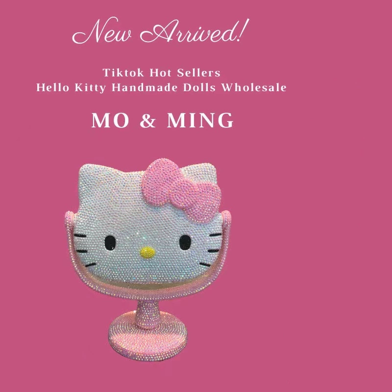 Hello Kitty, mirror handmade, shiny handheld creative materials set, keychain, DIY