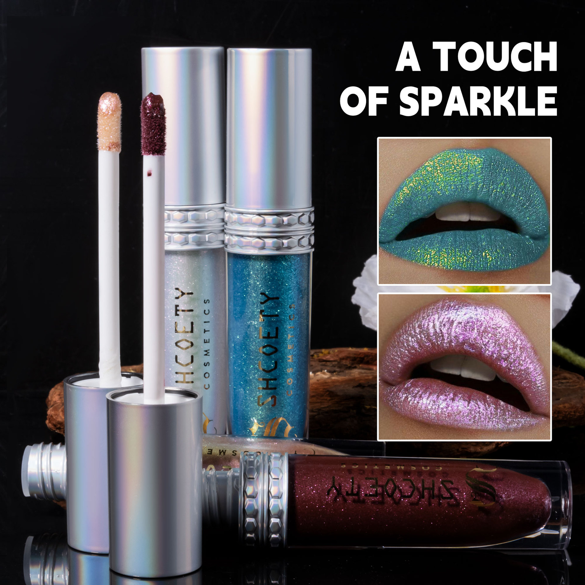 SHCOETY Cross-border Sparkling Polarized Lip Gloss is long-lasting and easy to color, with a dazzling bright lip gloss and a fine pearlescent glow that moisturizes the lips undefined