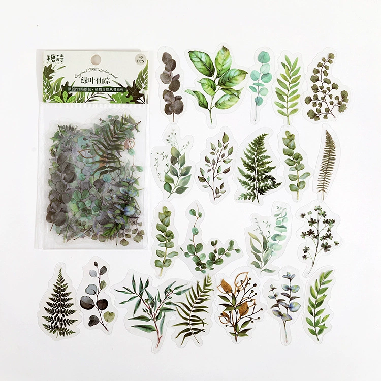 Наклейки (Tangsi) Plant Nature Series PET, набор Retro DIY для декора — 8 дизайнов
