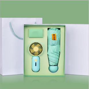 2025 New Handheld Shaking Head Small Fan Umbrella Gift Set Silent High Wind Affordable Gift Box Wholesale Factory
