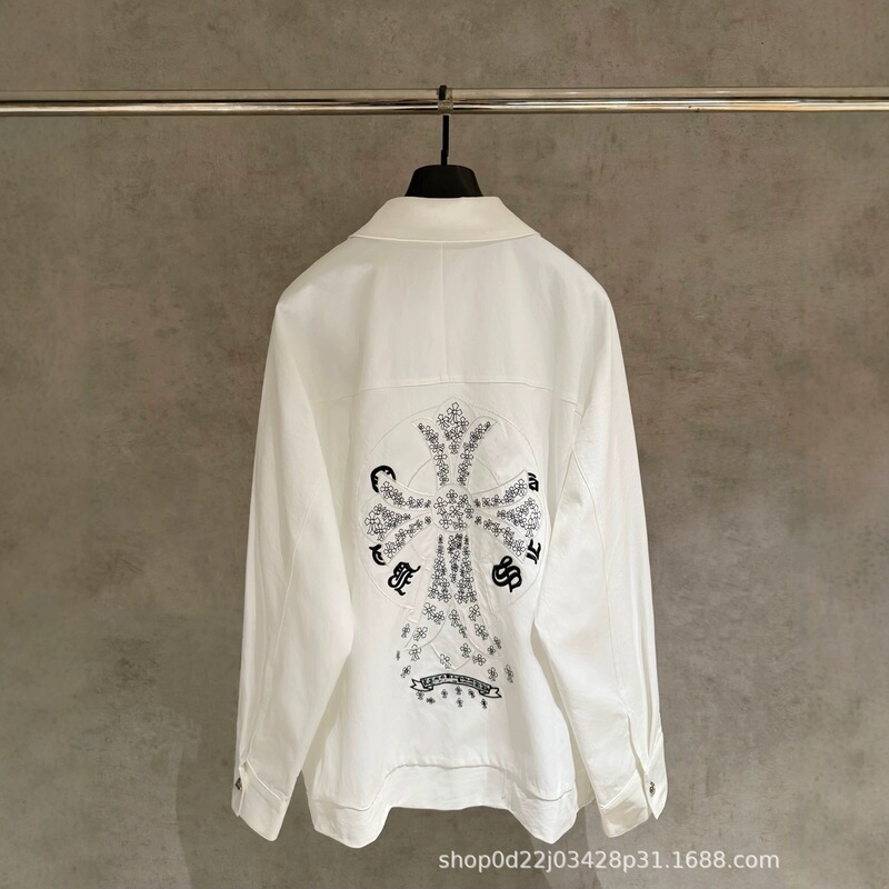 High-end CH brand 26 autumn/winter new cross-embroidery zip-up shirt jacket casual loose-fitting unisex coat