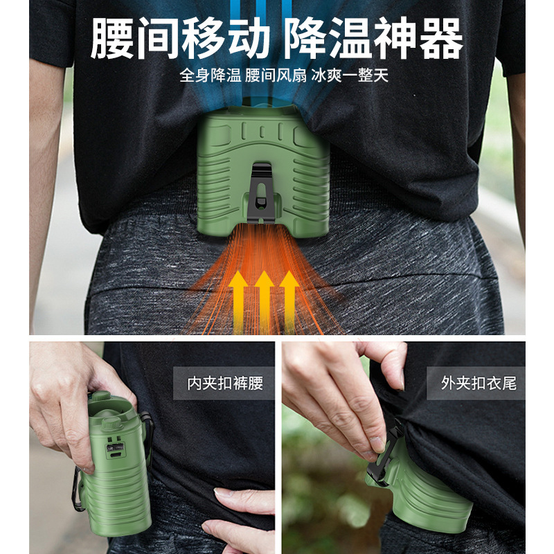 クロスボーダー屋外 USB パワーバンク腰掛け小型ファン屋外建設現場首掛け腰冷却アーティファクトポータブル temu|undefined