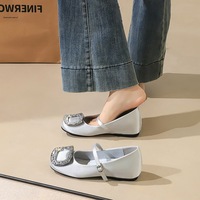 836-K212 one-piece Mary Jane shoes for women with shallow mouth height increase, versatile fashion, rhinestone buckle commuting ballet single shoes