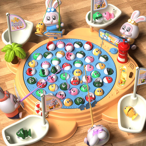 Electric fishing toys for children, educational magnetic fish pond poles for catching fish, early education children's toys, night market street stalls, hot selling