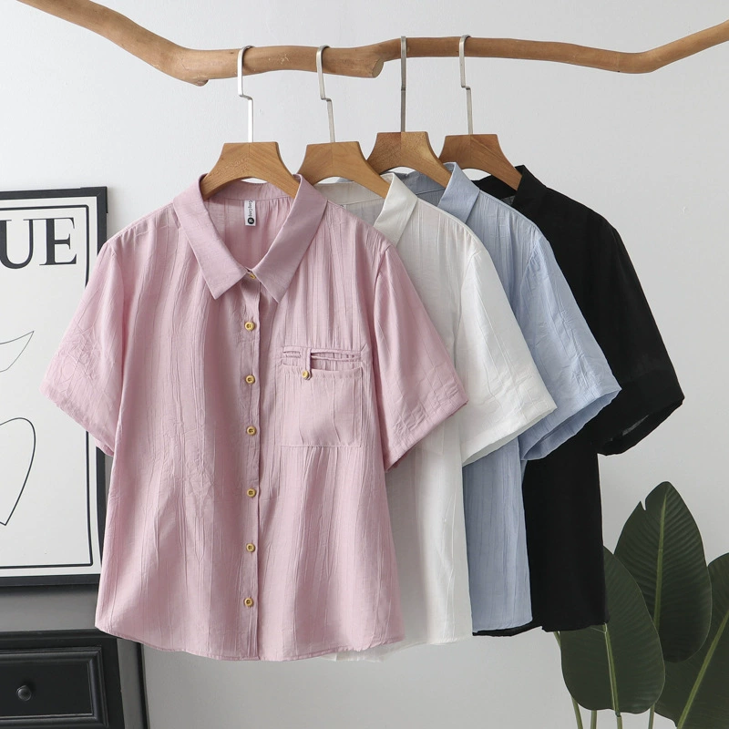 Женская рубашка с короткими рукавами больших размеров, лето 2025, новый модный свободный топ с короткими рукавами 2523
