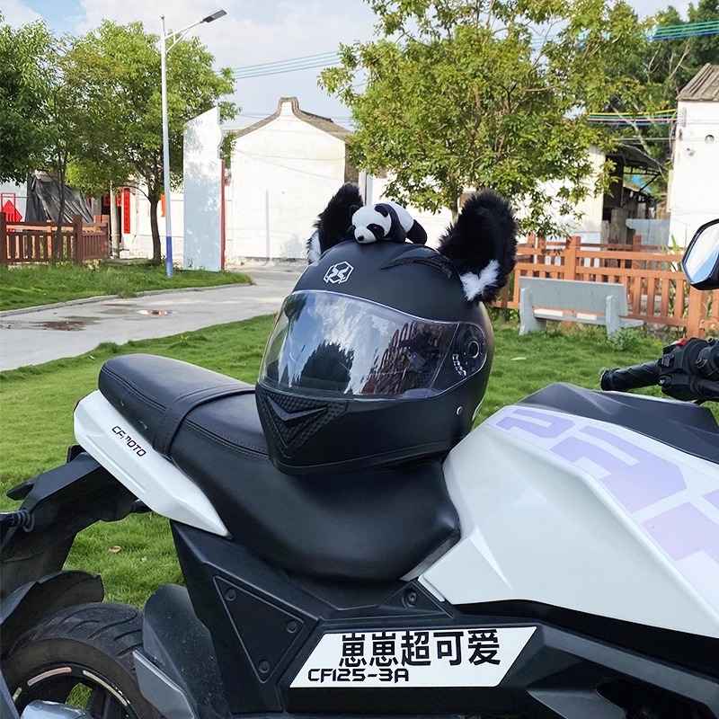 3D Black and White Cat Ear Helmet Decoration