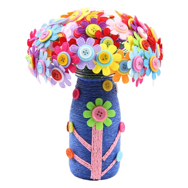 DIY botón bouquet paquete de material de juguete hecho a mano para niños educativos hechos a mano creativos juguetes transfronterizos al por mayor