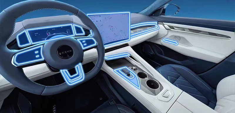 Suitable for Zeekr 001: blackened headlight film, transparent interior film, taillight film, navigation instrument screen film, TPU wear-resistant