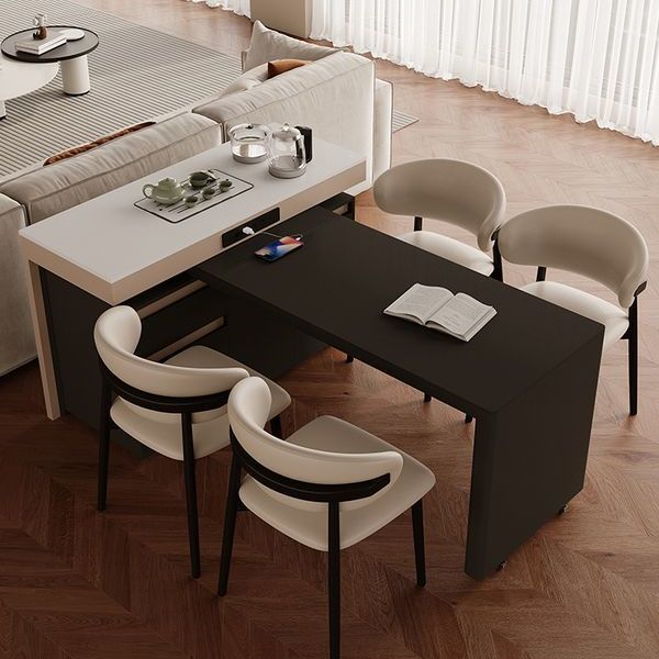 Mesa de comedor de tabla de roca doméstica de alta calidad integrada telescópico multifuncional de tabla de roca pequeña casa tipo madera sólida giratoria