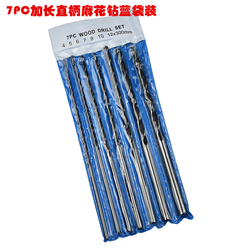 厂家批发7只套300加长三尖木工钻挂袋装4-12mm定心木工开孔器套装