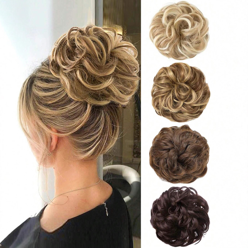 Wig for Women, Popular in Europe and America, Elastic Hair Band, Curly Hair Ring, Wig Bun Maker, Bun Hairpiece, Bun Hairstyle