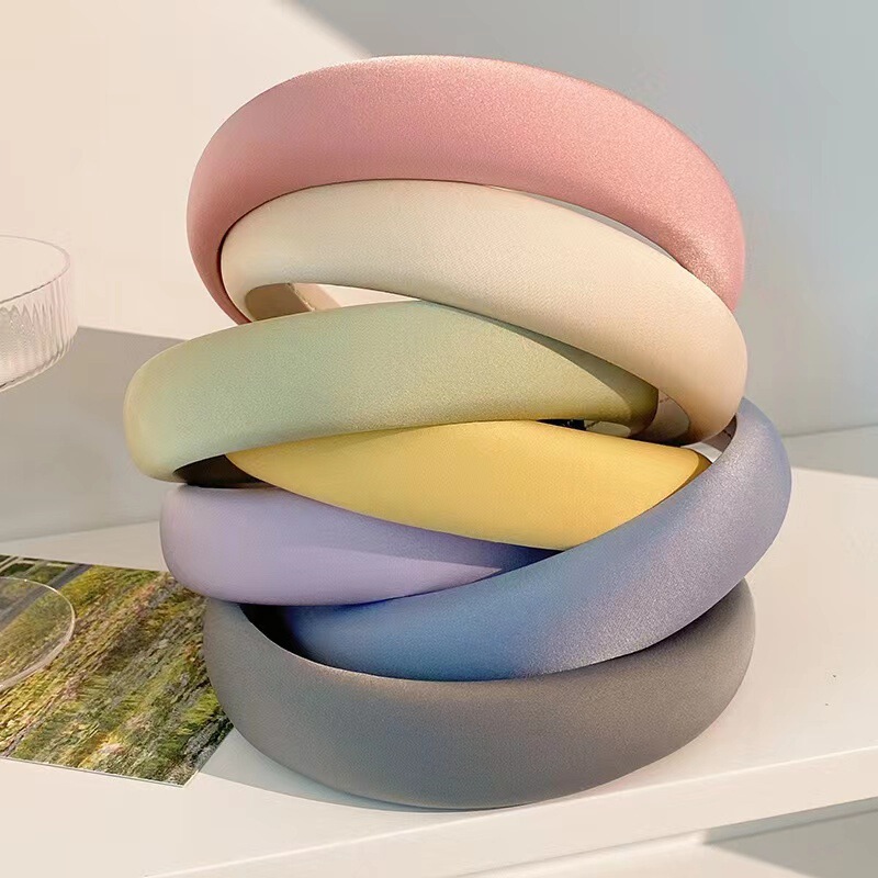 Satin Glossy Sponge Headband for Women 2025 New Summer Outing High Skull Face Small Headband Hair Accessory