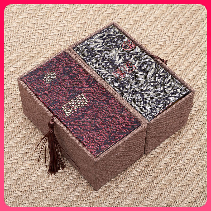 ↫流苏锦盒麻布盒文玩核桃盒手把件盒礼品包装首饰健身手球盒子