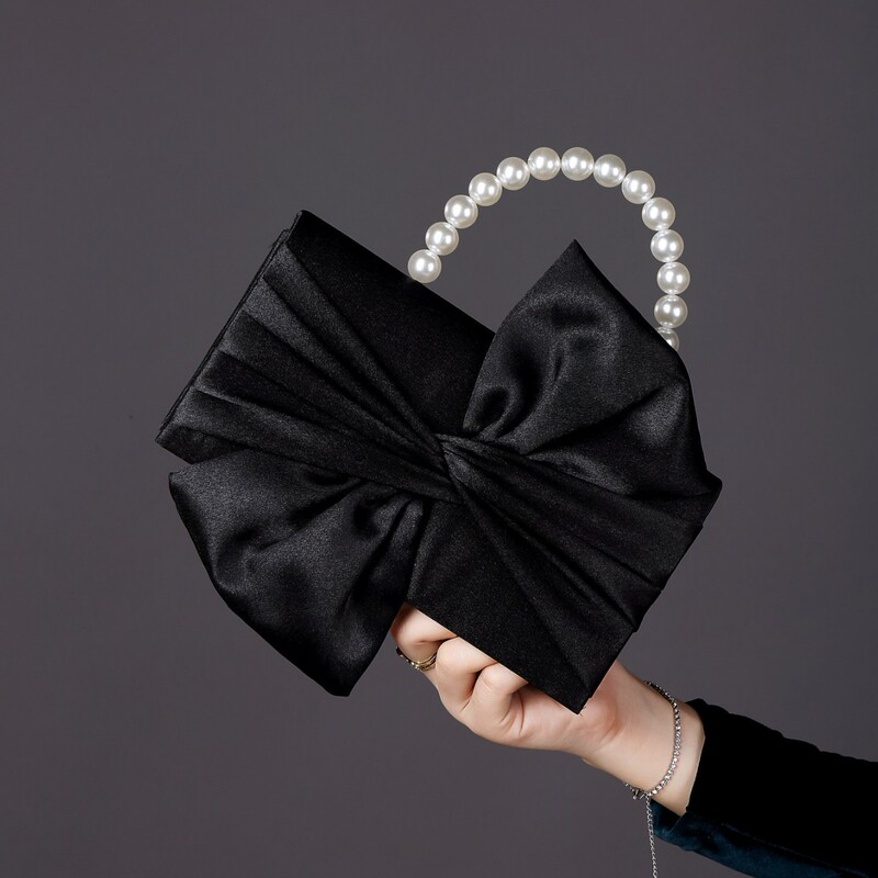Cross-border Amazon Bow Pleated Wrist Prom Women's Dinner Bag Trendy Fashion Boutique Banquet Princess Bag