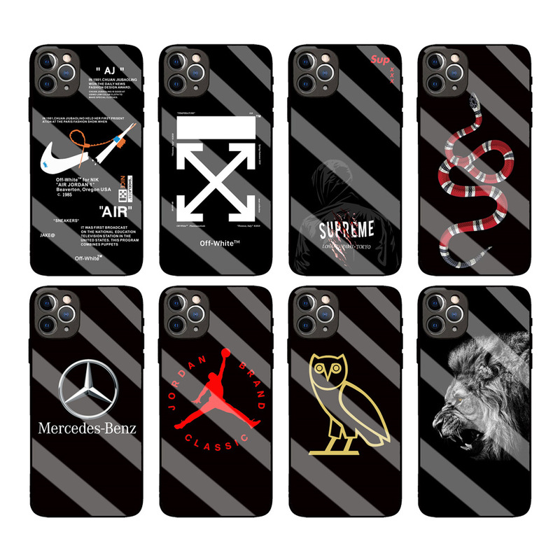 16 European and American Trendy Brand Aj Jordan Glass Phone Case 17 Suitable for Apple 15Pro Max Case 13 Glossy Case 14