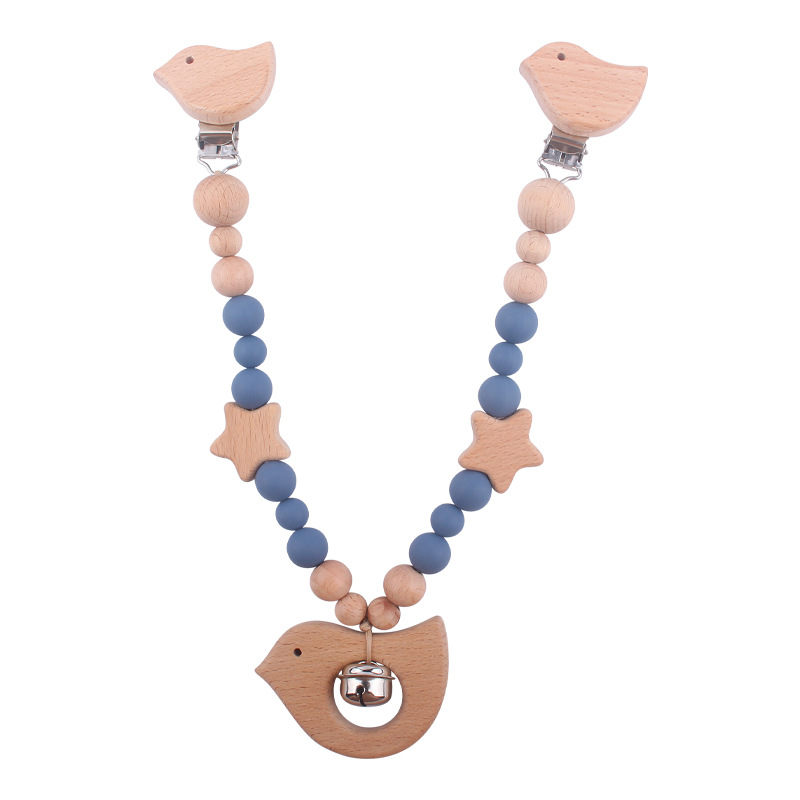 Nuevo bebé de dibujos animados de haya animal chupete clip calmante bebé mordida chupete cadena coche colgando mordedor conjunto de tres piezas