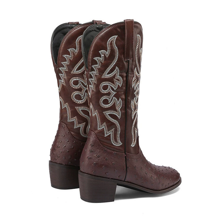 Universal denim retro high boots, Amazon, with embroidery