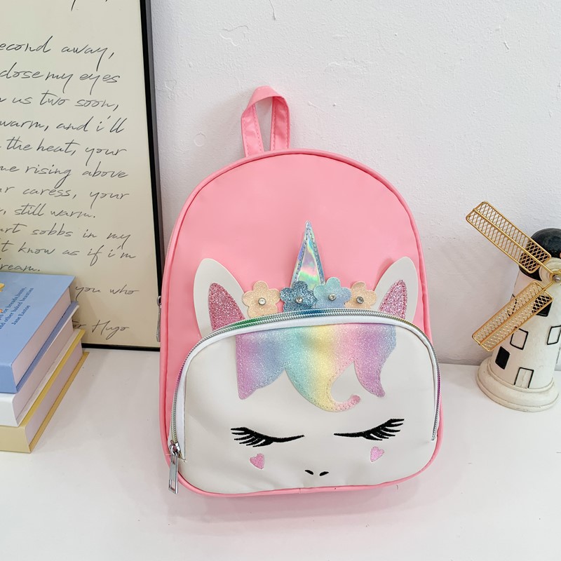 Mochila de dibujos animados divertidos para niños y niñas lindos color arcoíris jardín de infantes mochila de bebé nueva mochila PU para niños