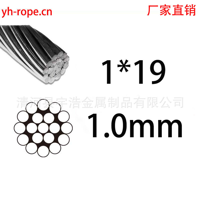 厂家直销镀锌钢丝绳 1*19-1.0mm直径1.0mm超细柔软钢丝绳