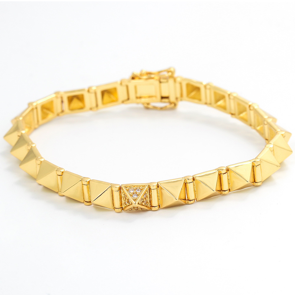 New Hip-hop Geometric Irregular Glossy Copper Zircon Bracelets display picture 1