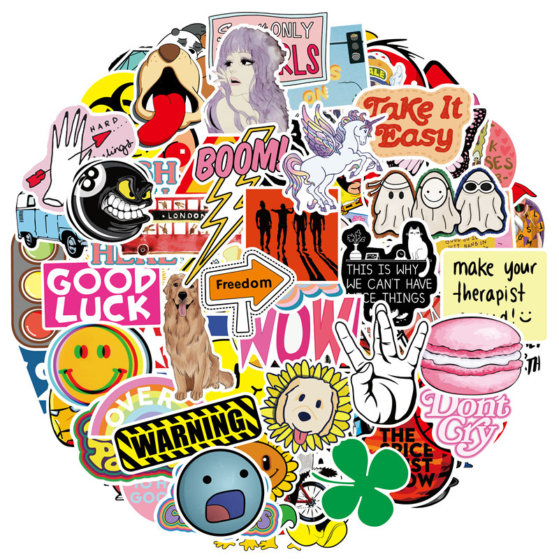 Sticker Pack City Style Graffiti — PVC Printed, 100 Unique Patterns, Assorted A–J Sets