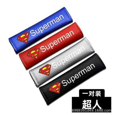 Seat belt shoulder pad — Belt Protective Cover Interior Supplies - a-pair-of-superman-with-safety-belt-shoulder-pads-black