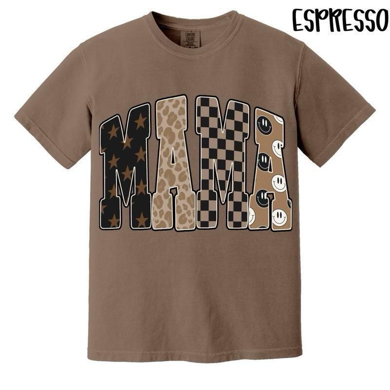 Cross-Border European Size Pure Cotton T-Shirt Espresso Mama Patterns Shirt