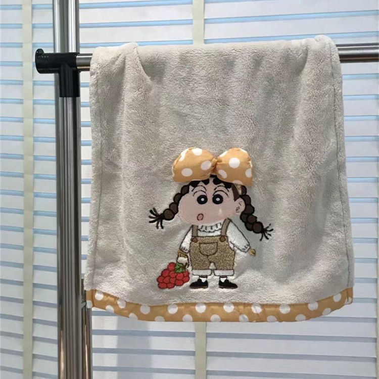 かわいい漫画の新しいクレヨンしんちゃん刺繍リボンタオルカップルスタイル家庭用フェイスタオルは水を吸収し、糸くずが落ちません|undefined