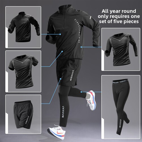 Fitness set for men, ice silk quick-dry summer sports clothes, short-sleeved T-shirt, running equipment, tank top, summer cycling wear