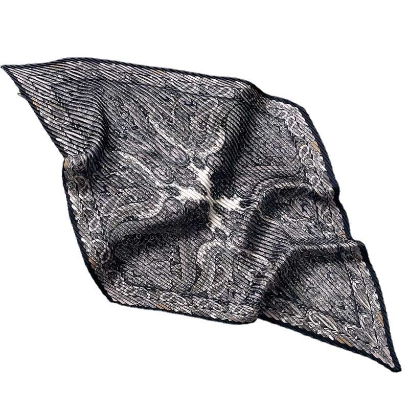 Elegante cachecol quadrado em relevo com estampa de padrão, luxo leve, cachecol moderno, novo estilo feminino, temperamento,_voghion.com