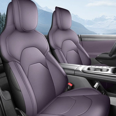 Suitable for Xiaomi Su7 Car Seat Cover, Five-Seater Fully Surrounded Car Seat Cover, All-Inclusive Special Car Seat Cushion Cover (Modelə uyğun (Original) oturacaq örtükləri) - original-car-texture-customized-mist-purple-nappa-leather-dedicated-car