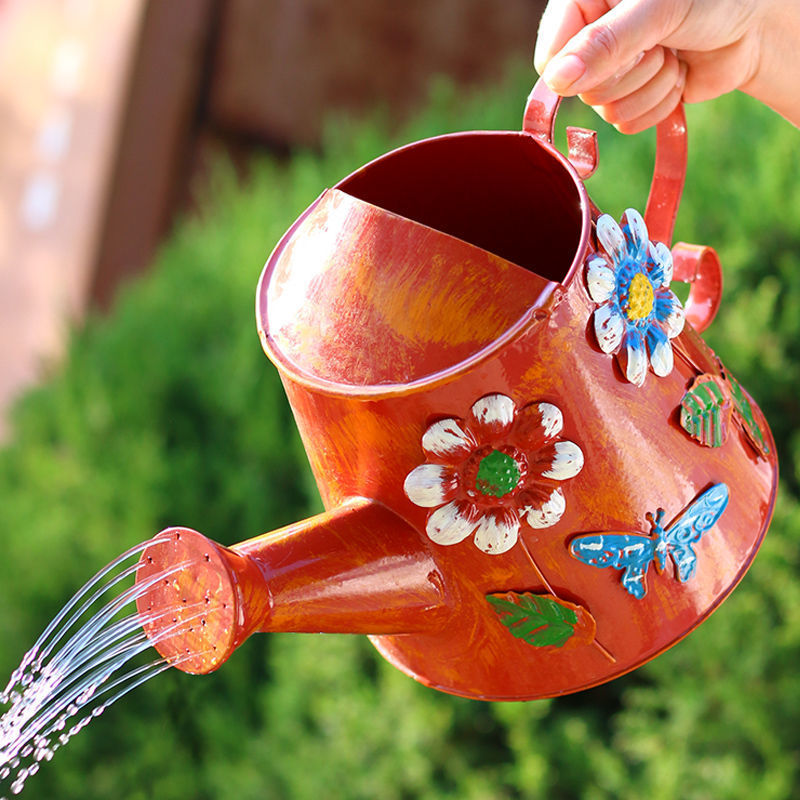 不锈铁皮洒水壶家用短嘴阳台花园浇花浇水壶浇菜淋菜壶花洒桶喷壶