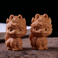 南美黃楊木黃金檀 實木雕刻貔貅寶寶納四方財 手把件隨身掛件桌面