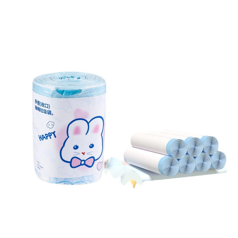 蓝心兔100只垃圾袋加厚家用抽绳式厨房可爱手提式垃圾袋厂家批发|undefined
