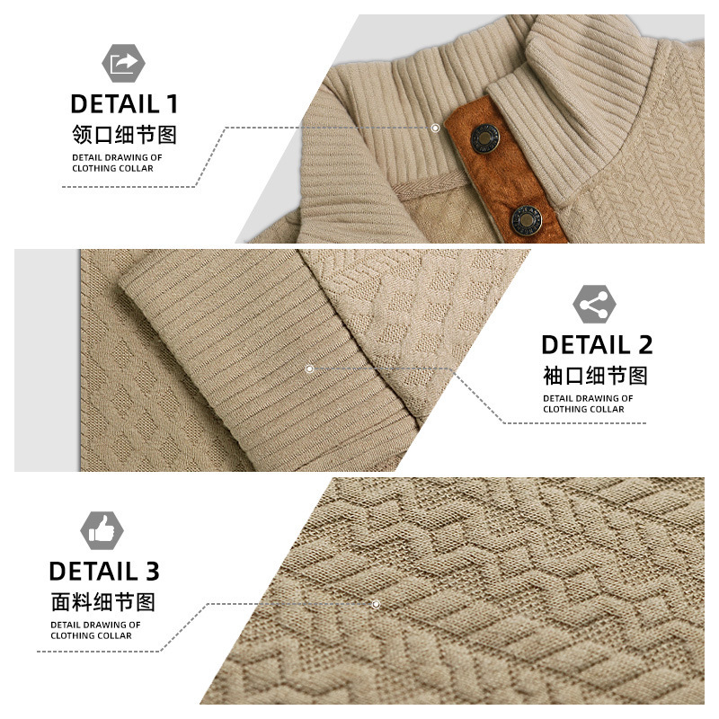 Nueva ropa de hombre para primavera y otoño, talla europea, suéter de punto jacquard de manga larga con cuello alto, informal, deportivo, para exteriores.