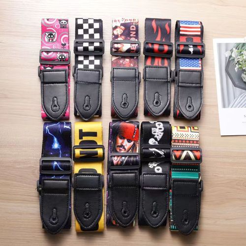 Guitar Strap, Ethnic Style Wide Wooden Guitar Shoulder Strap, Electric Guitar Polyester Printed Strap with Direct Supply