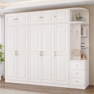 Wardrobe Solid Wood Simple Modern Home Large Wardrobe Bedroom Children's Storage Cabinet Rental Room Double Door Internet Celebrity Wardrobe