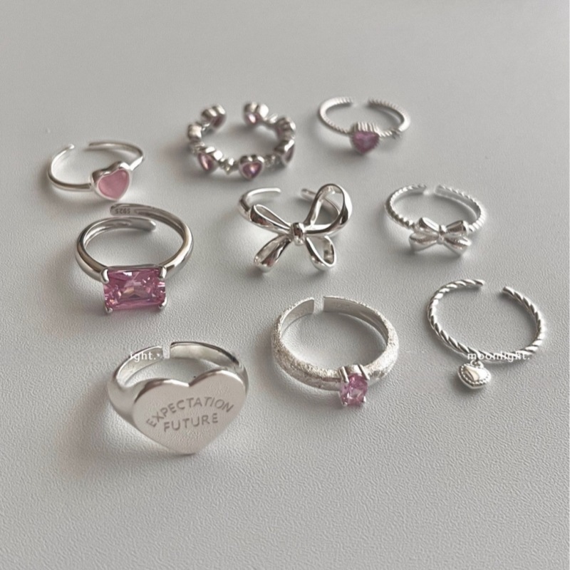 Xiaohongshu New Korean Plain Circle 925 Silver Ring for Women, Ins Style, Unique and Refined, Non-Fading Open Finger Ring