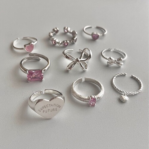 Xiaohongshu New Korean Plain Circle 925 Silver Ring for Women, Ins Style, Unique and Refined, Non-Fading Open Finger Ring