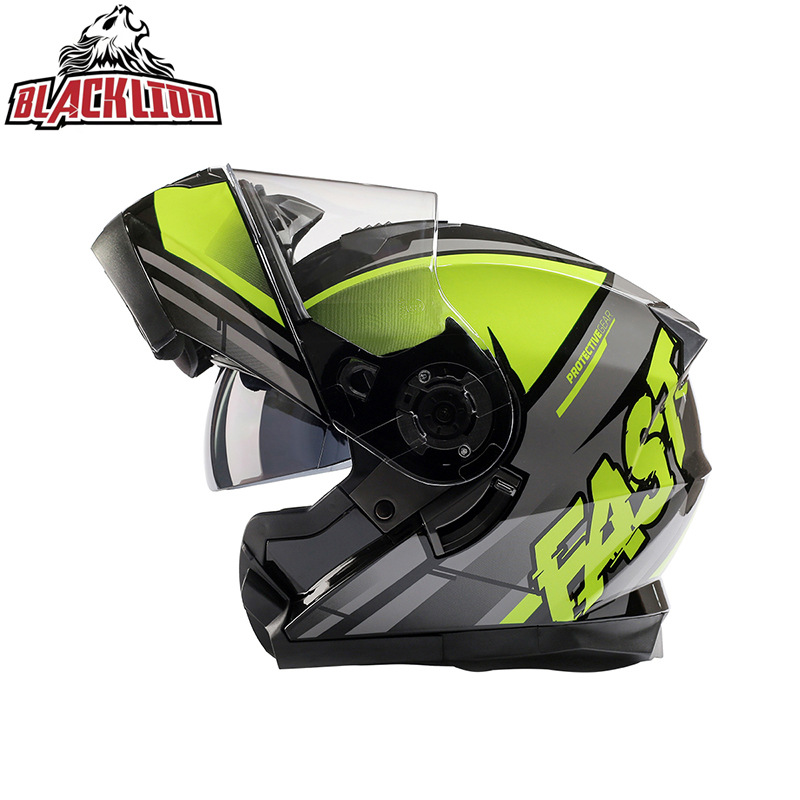 Motosiklet kaskı (dəbilqə) — Universal Breathable Full Helmet - green-fast-transparent-visor-m57-58