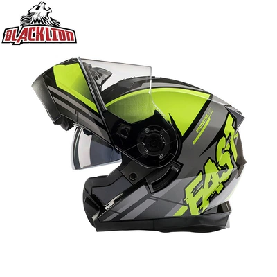 Motosiklet kaskı (dəbilqə) — All-Season Full-Face Helmet - green-fast-transparent-mirror-m57-58